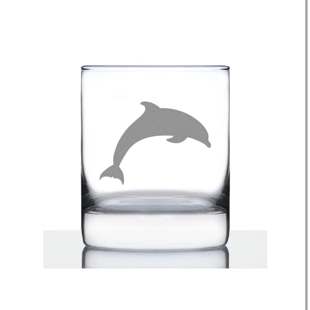 Set‎ of 2- Dolphin Whiskey Rocks Glass - Beach Themed Gifts for Men & Women